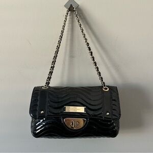 Kate Landry patent leather chevron custody or shoulder bag black and gold